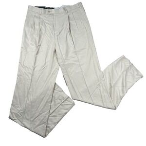 Vintage Bobby Jones Pants Mens 36 Bamboo Pleated High Rise Khaki Dressy Raw Hem